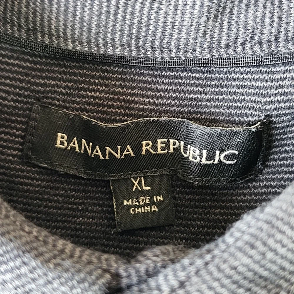 Banana Republic Polo Shirt Mens‎ XL Grey Micro Stripe Cotton Short Sleeve EUC
